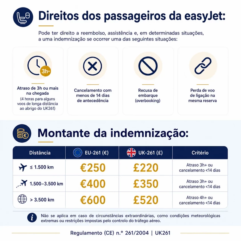 Tabela de indemnização EU261 e UK261 easyJet