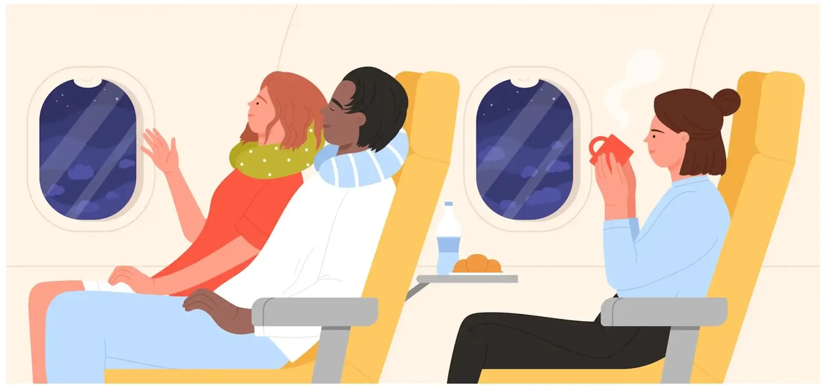 Passengers sitting on plane
