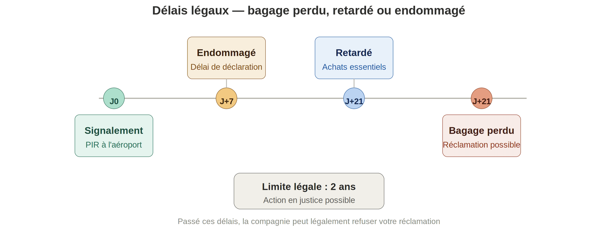 timeline delais bagage