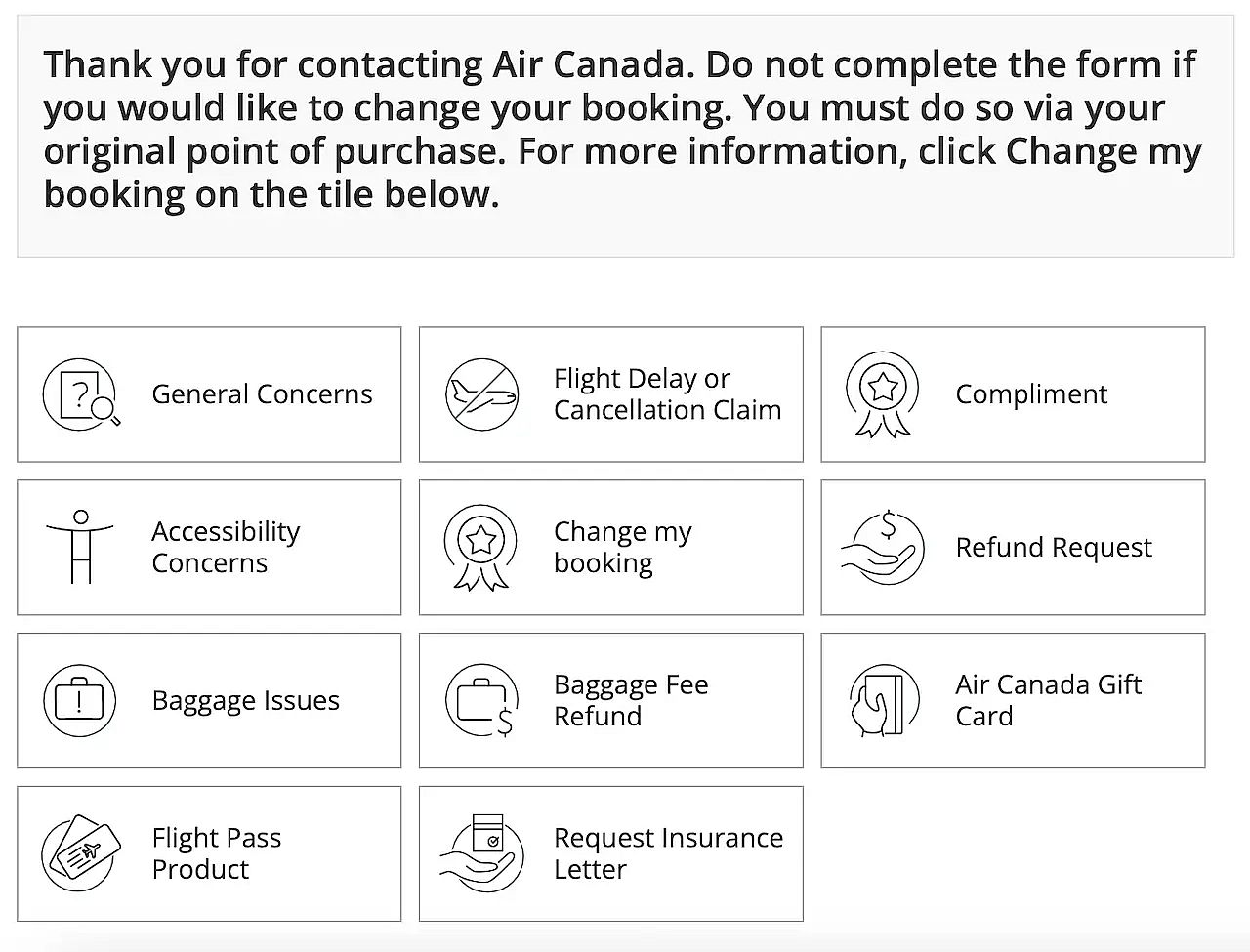 Air Canada Contact Form
