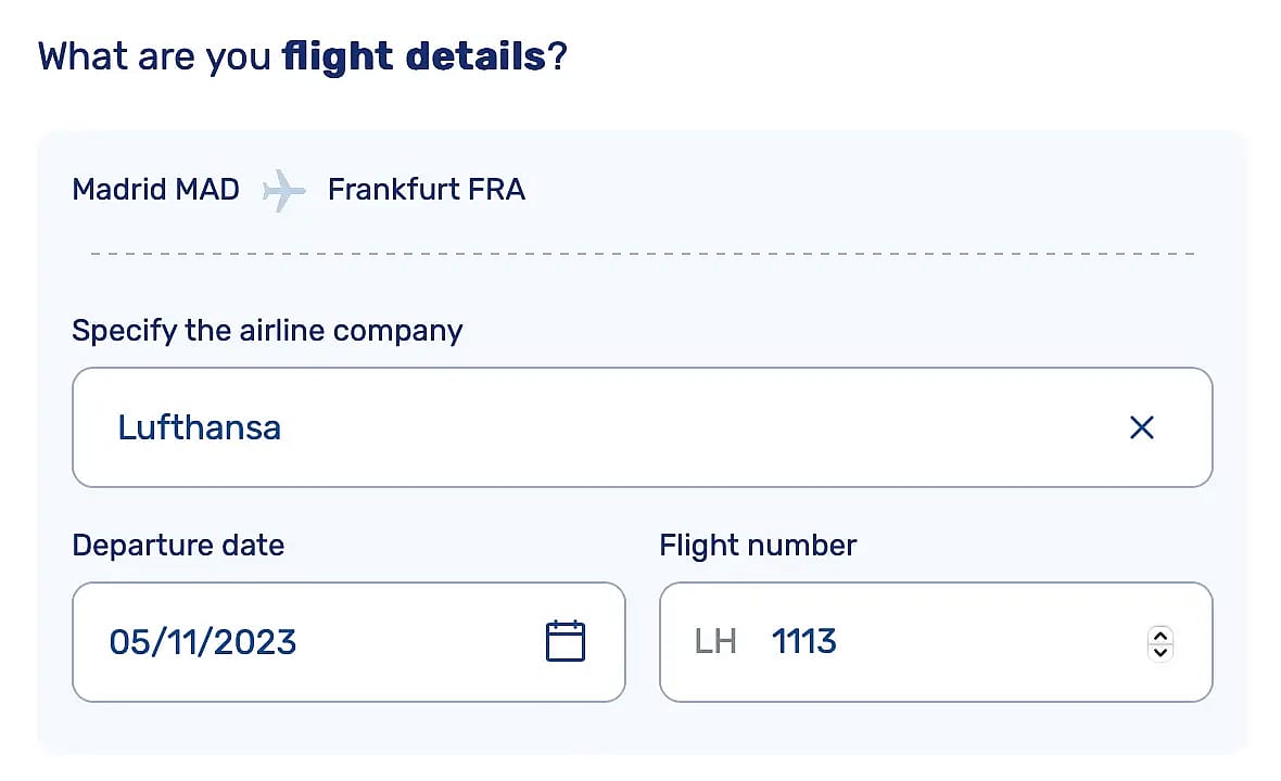 Indicate flight date and flight number