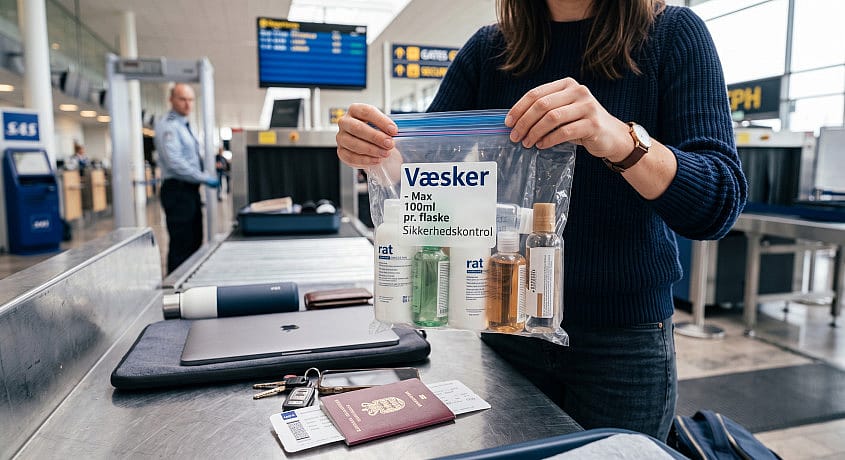 Væskepose 100 ml i sikkerhedskontrol