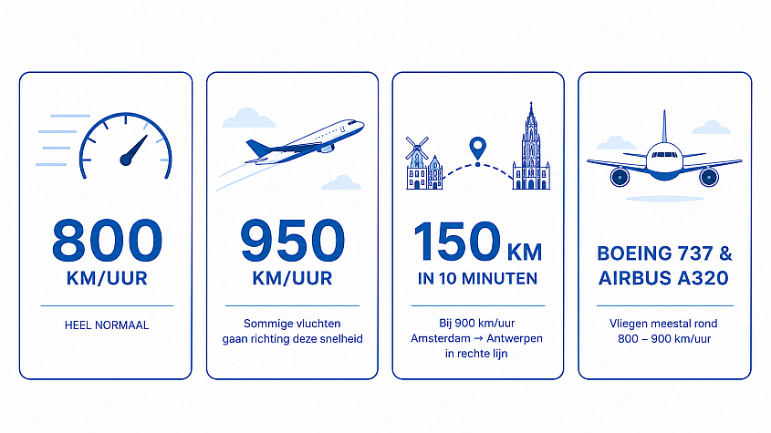 Kruissnelheid van een verkeersvliegtuig: 800-900 km/uur