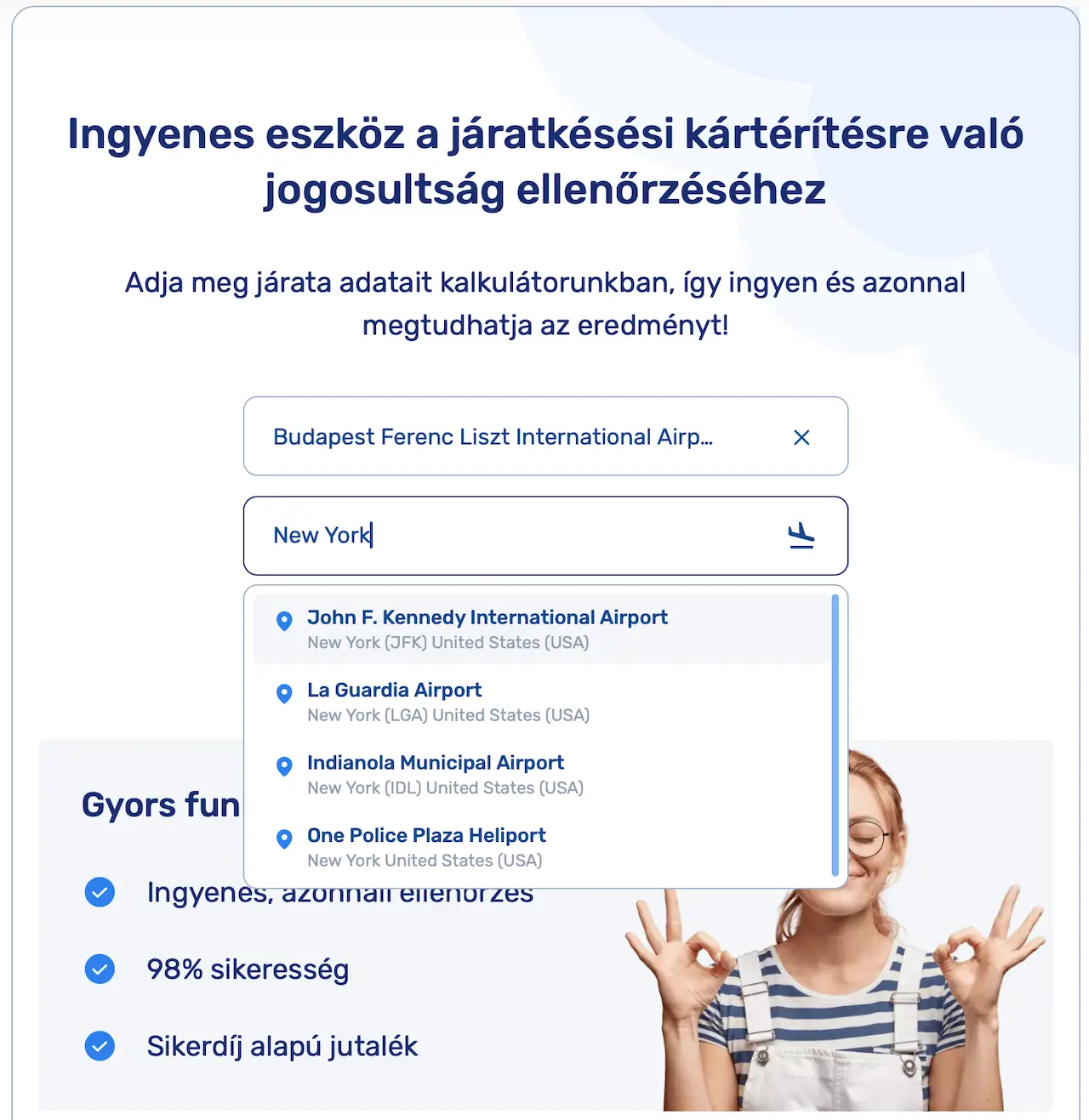 1. LÉPÉS - Járatkésés kártérítés ellenőrző