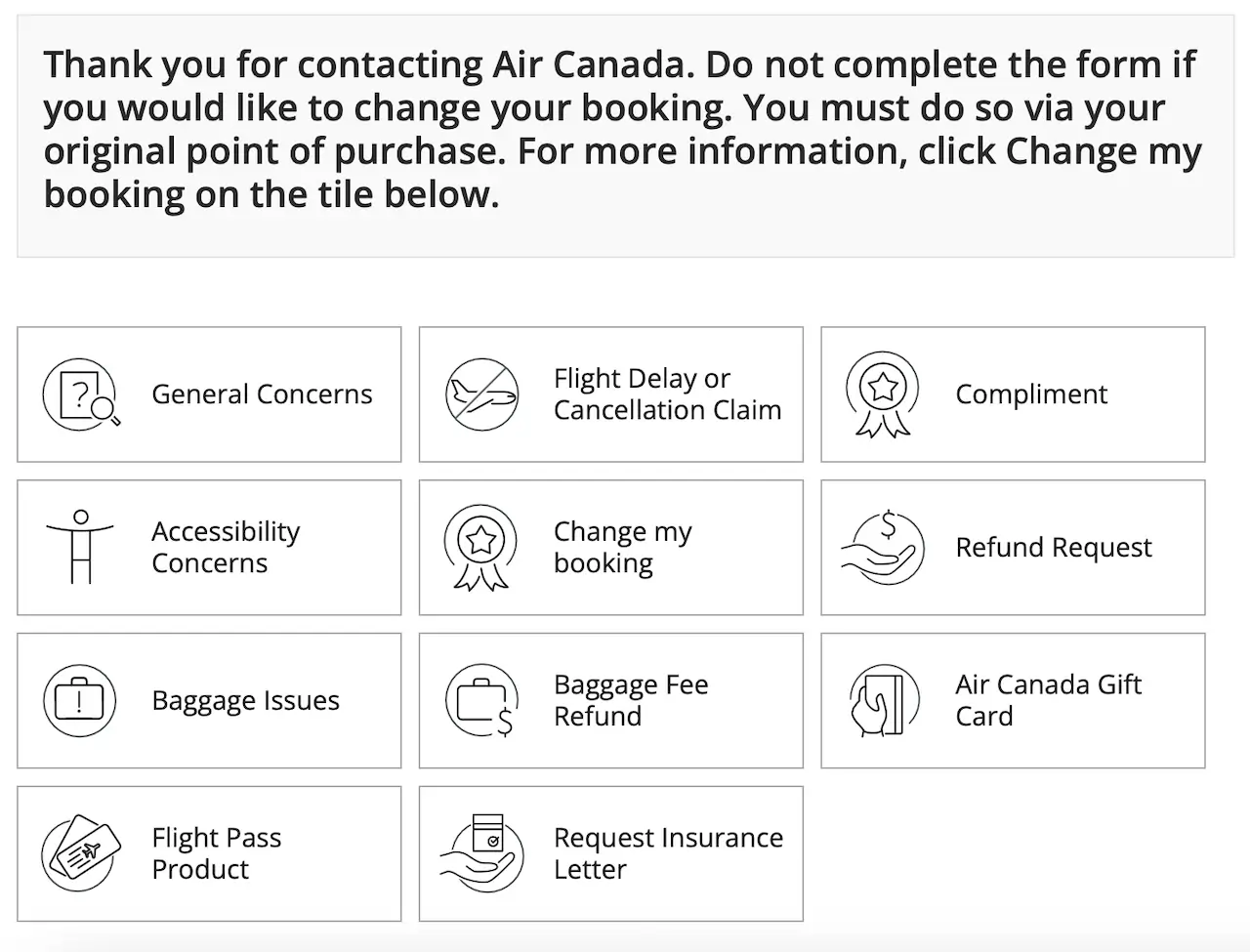 Air Canada Contact Form