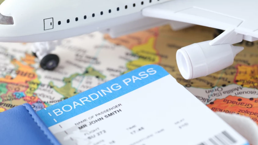 Airline boarding pass map airplane