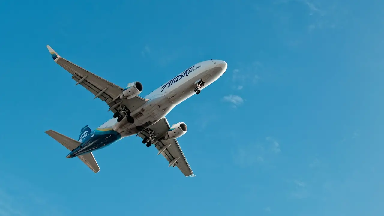 Alaska Airlines plane in the air