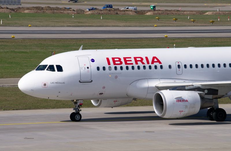 Iberia plane waiting for takeoff