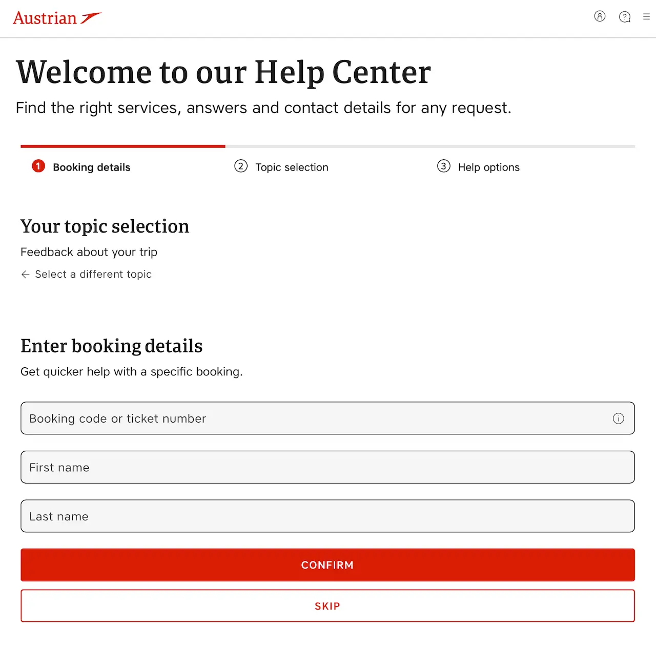 Austrian Airlines formular online pentru reclamații