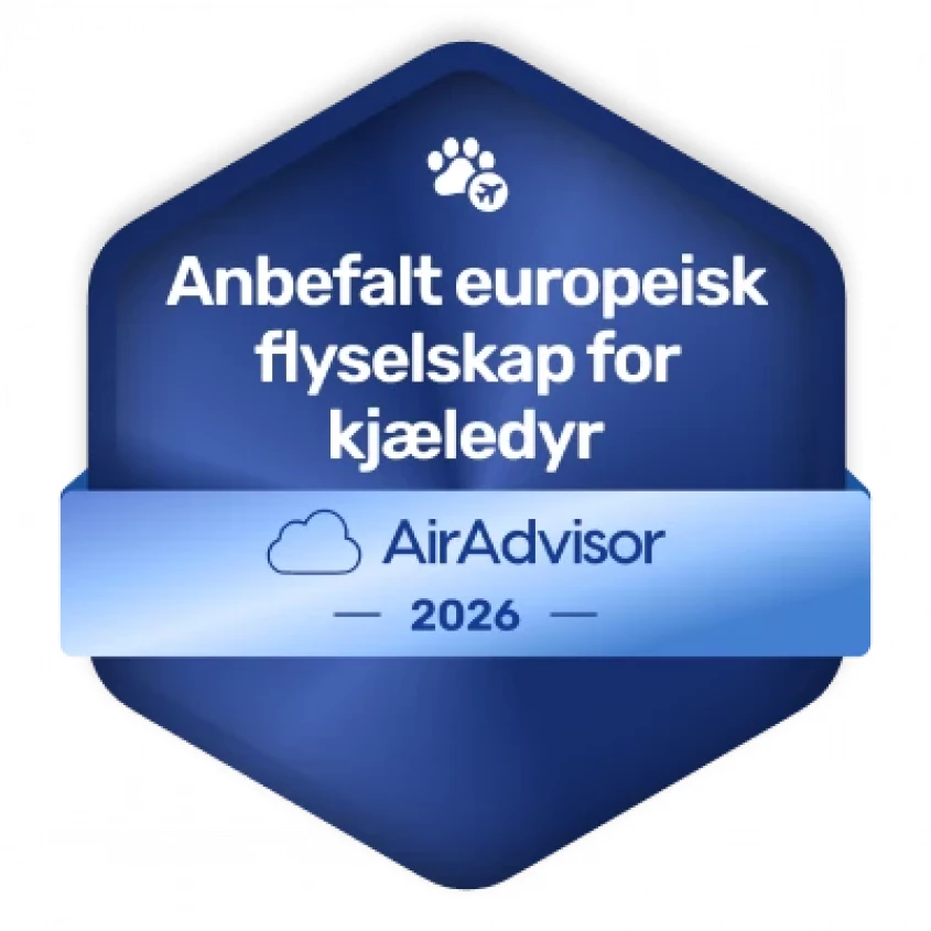 AirAdvisor 2026 - Anbefalt Europeisk Flyselskap for Kj&aelig;redyr - Austrian Airlines
