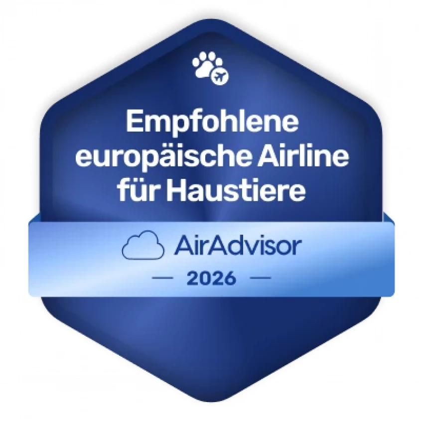 AirAdvisor 2026 - Empfohlene Europ&auml;ische Airline f&uuml;r Haustiere - Austrian Airlines