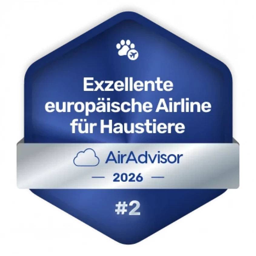 AirAdvisor 2026 - Exzellente Europ&auml;ische Airline f&uuml;r Haustiere - Air France