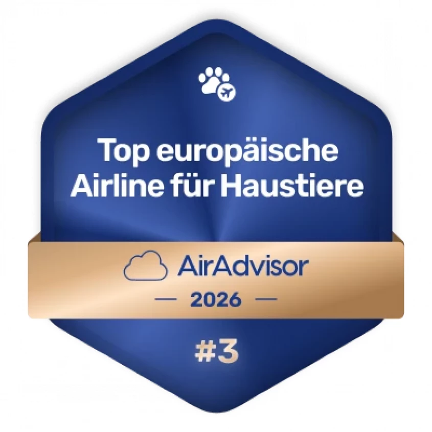 AirAdvisor 2026 - Top Europ&auml;ische Airline f&uuml;r Haustiere - KLM