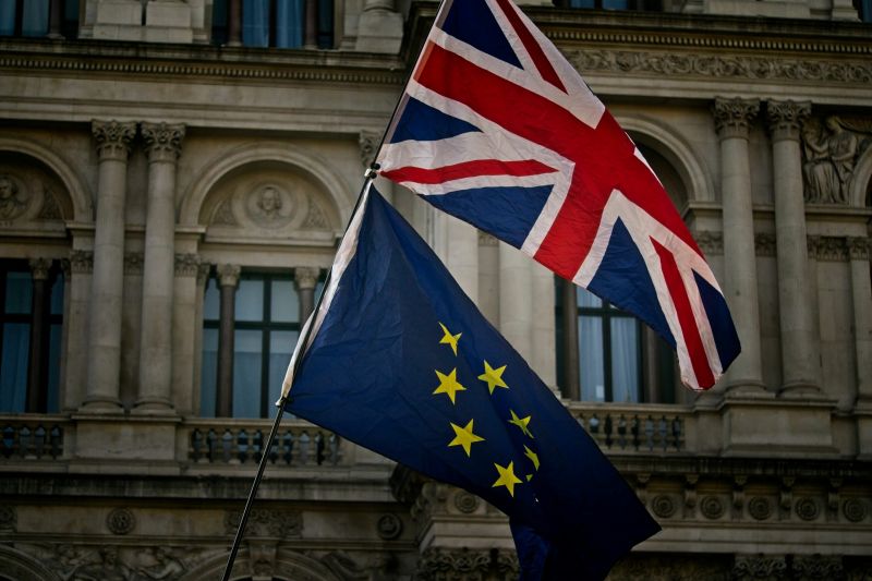 Bandiera del Regno Unito e Unione Europea