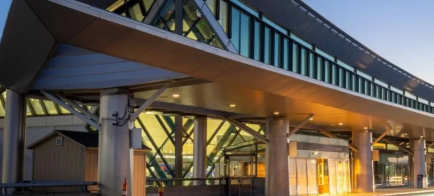 The second-worst airport in the US for flight cancellations, Buffalo-Niagara, at night