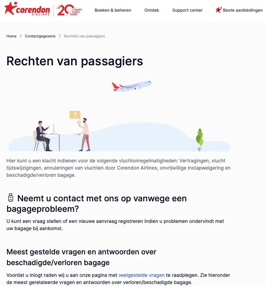 Contact opnemen met Corendon Airlines