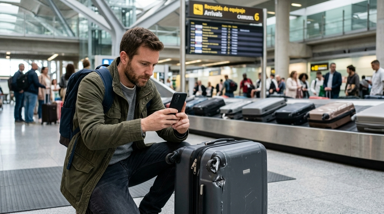 Lufthansa-pasajero-haciendo-foto-maleta-rota
