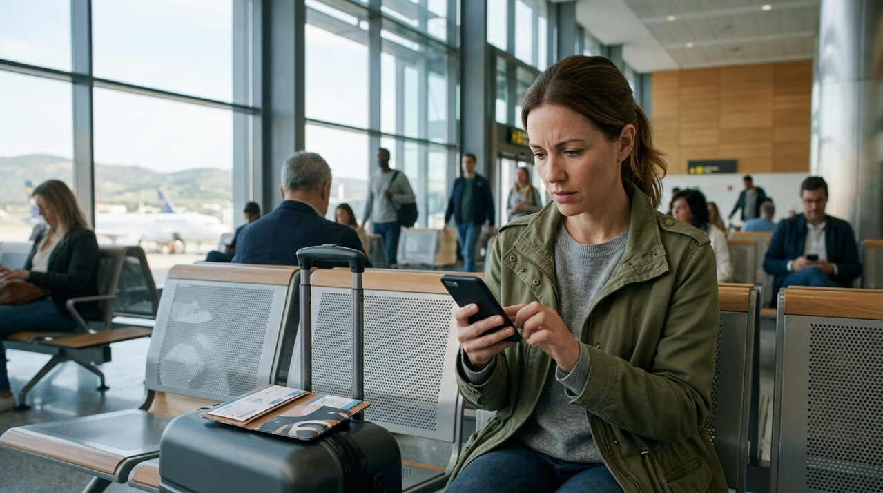 Viajera-haciendo-seguimiento-maleta-con-lufthansa