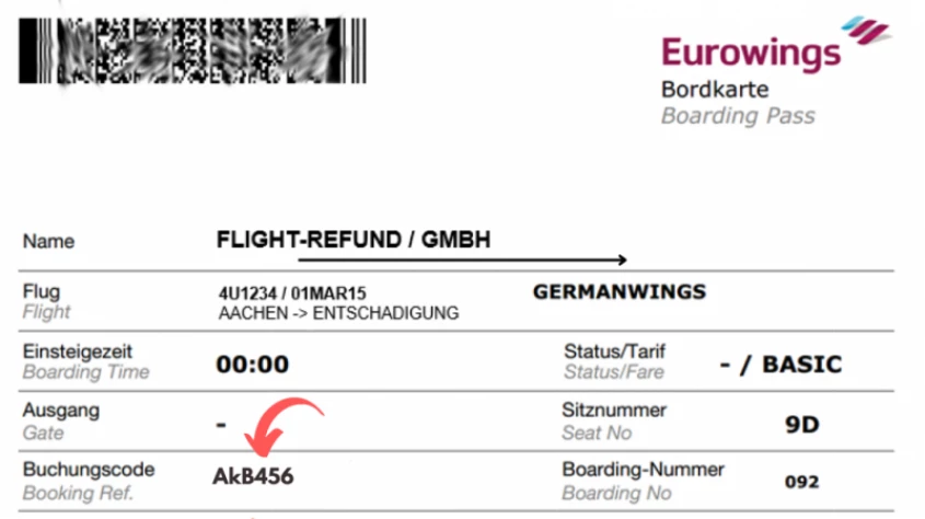 Eurowings Buchungsnummer für Flüge: PNR-Nummer