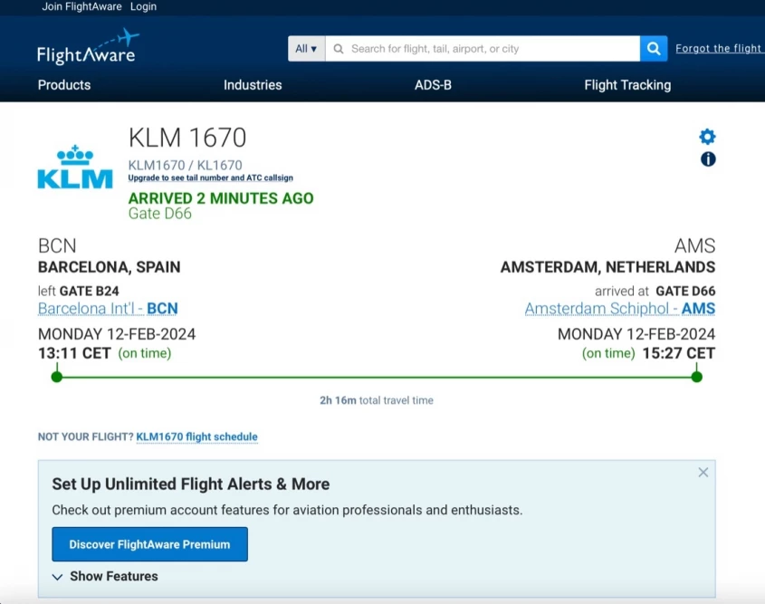 FlightAware screenshot