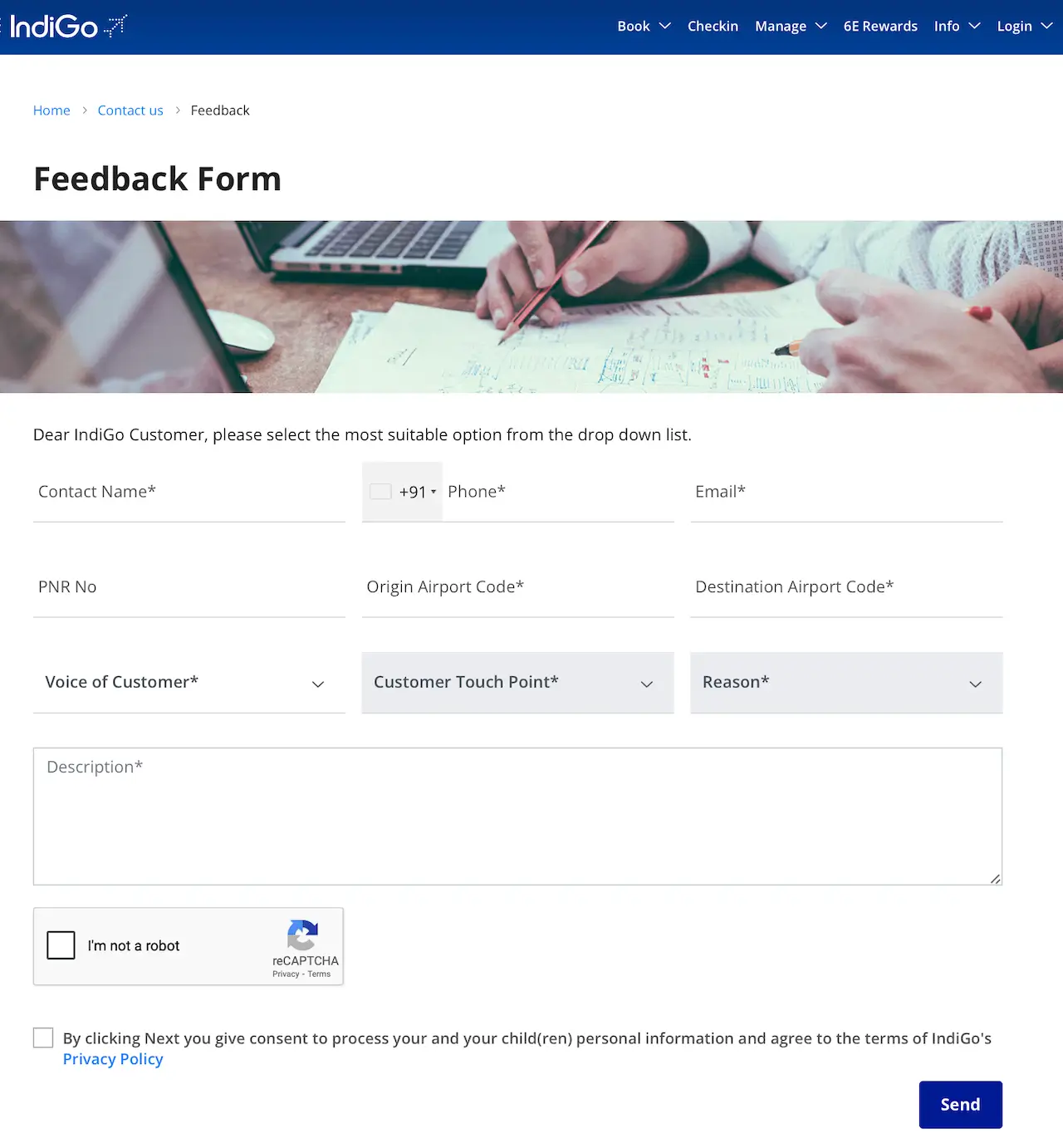 IndiGo Official Webform