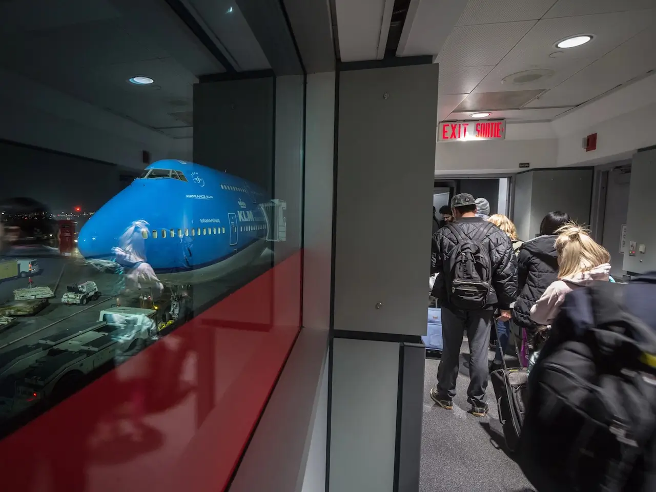 People in line for KLM Boarding