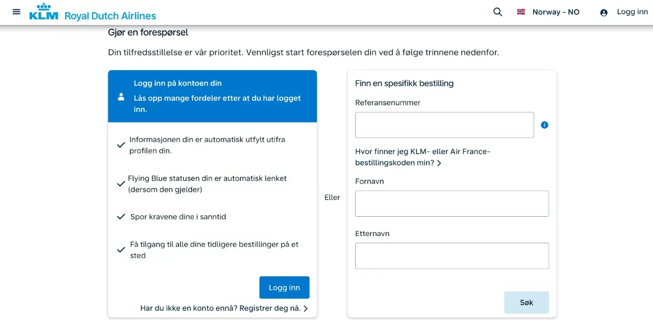 KLM kompensasjon for forsinket bagasje