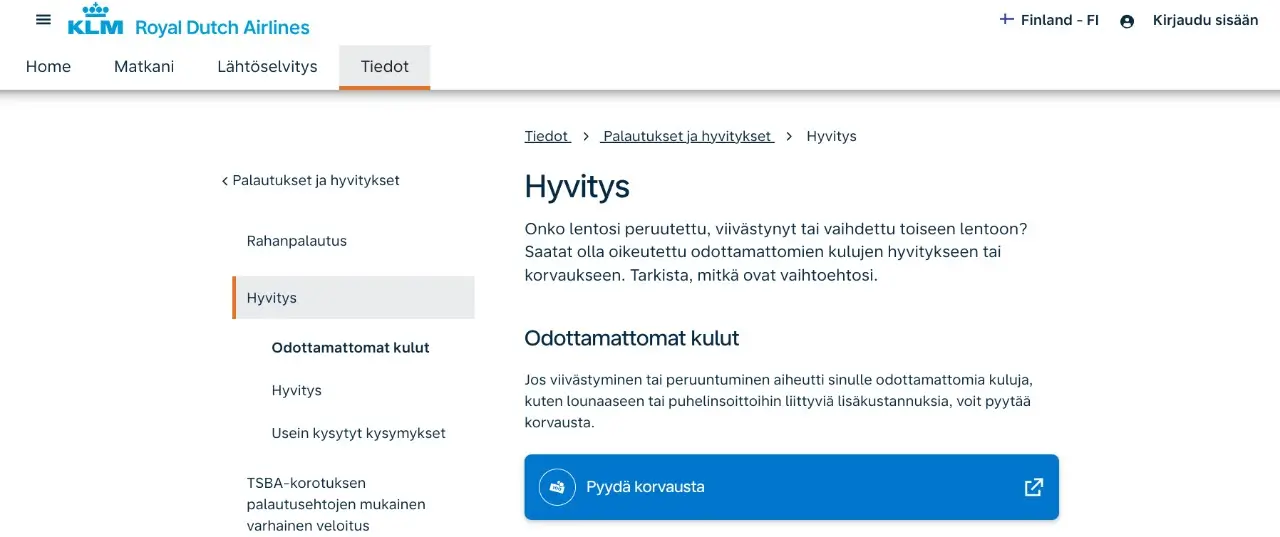 KLM:n korvauslomake