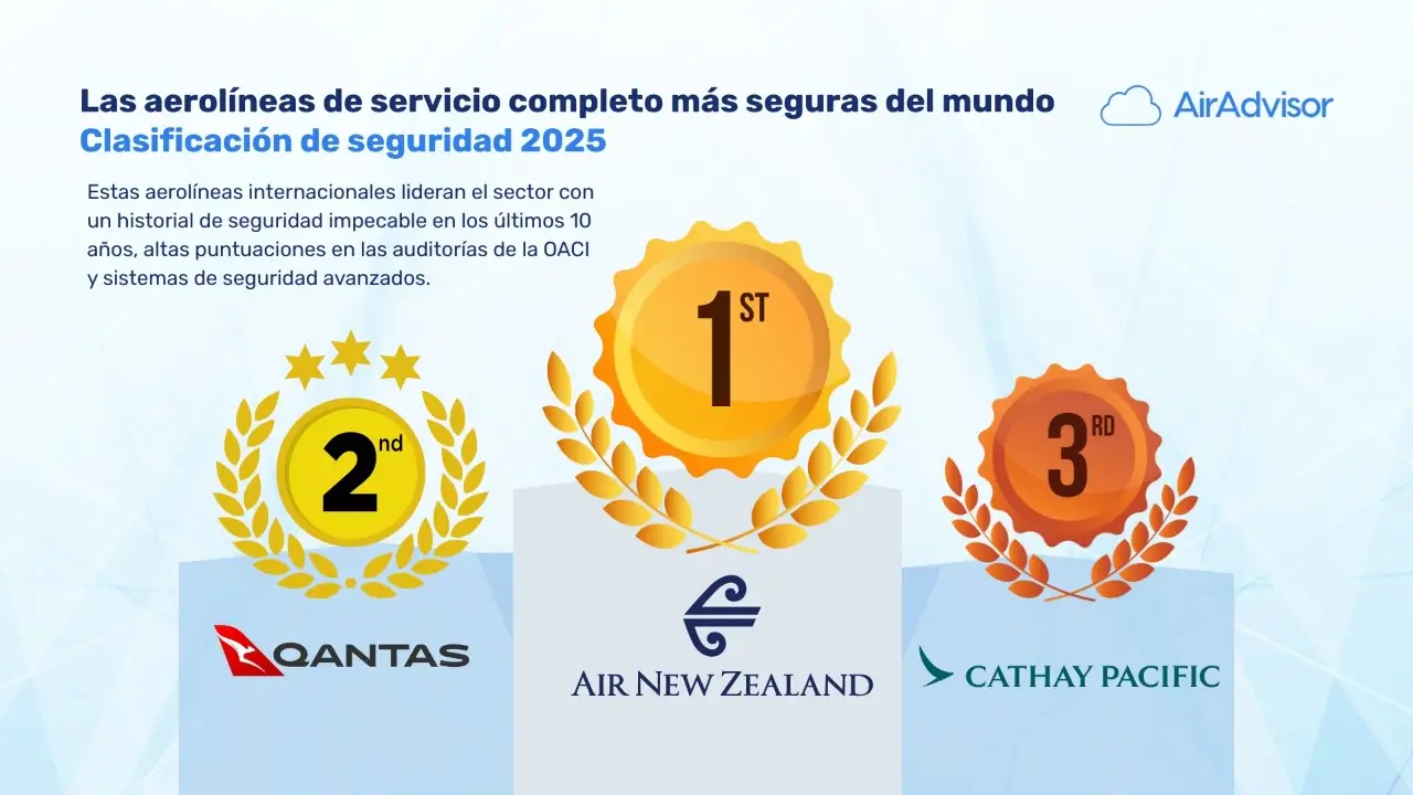 Las aerolíneas con servicio completo más seguras en 2025
