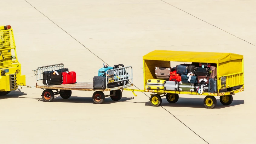 Luggage cart on tarmac
