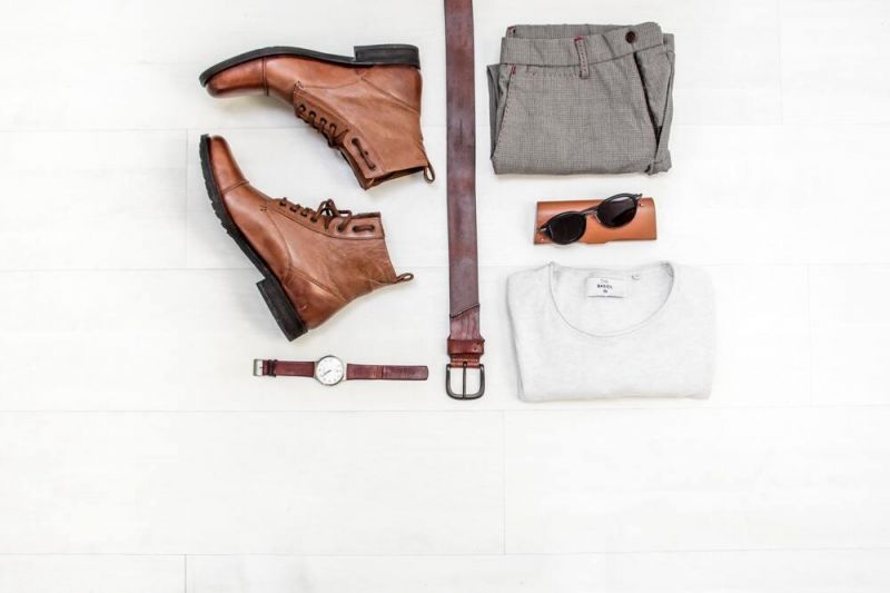 Men travel clothes with accessories