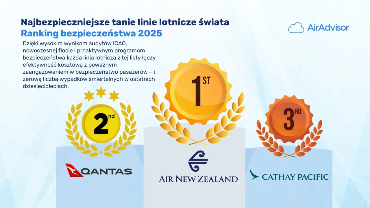 Najbezpieczniejsze linie lotnicze oferujące pełen zakres usług w 2025 r.