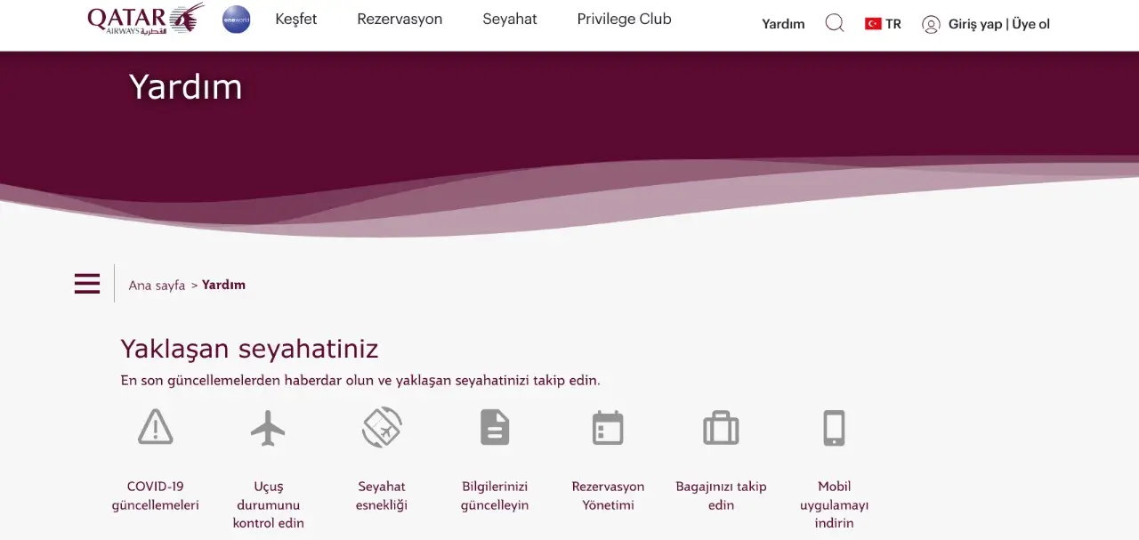 Qatar Airways cevrimici formlari