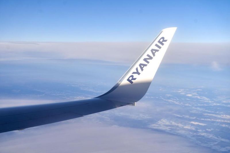 The view out of the window on a delayed Ryanair flight in mid-air