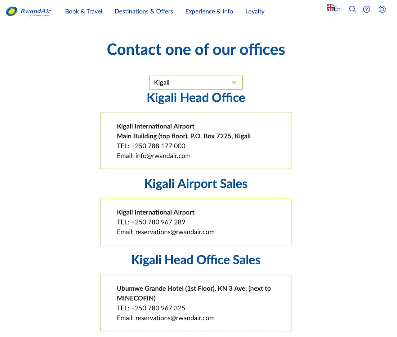 RwandAir contact details