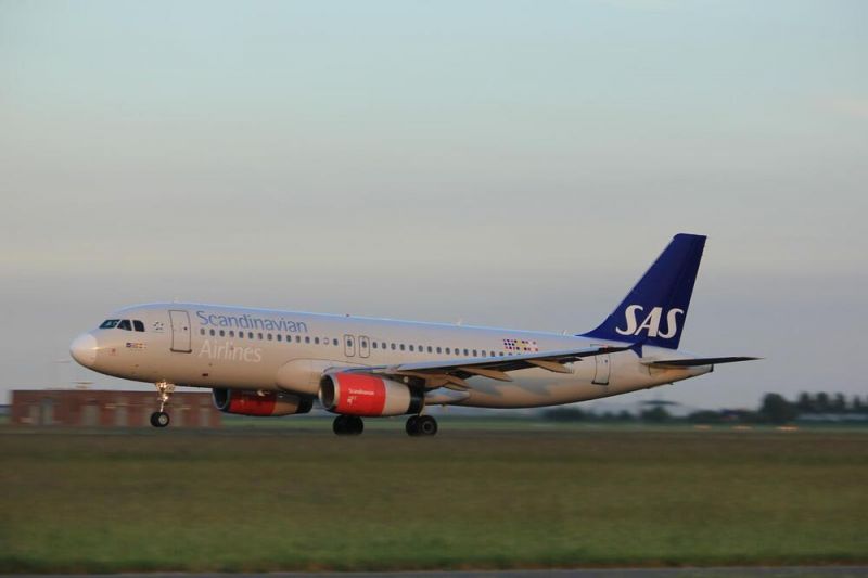 A delayed SAS flight at the airport