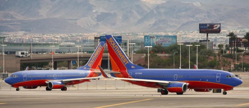 Southwest airplanes on the runway