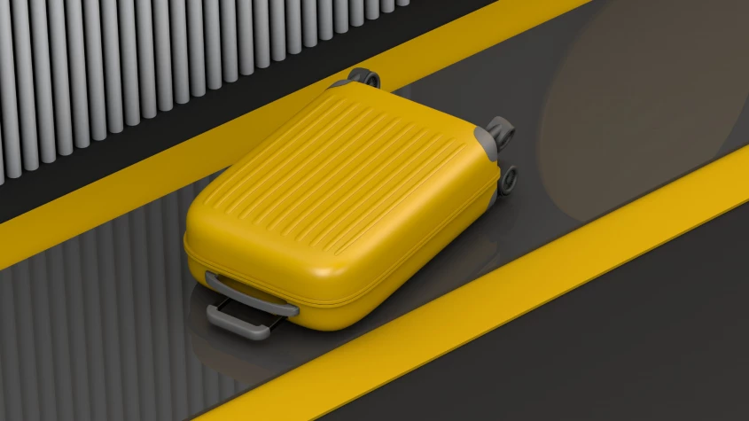 Suitcase on conveyer
