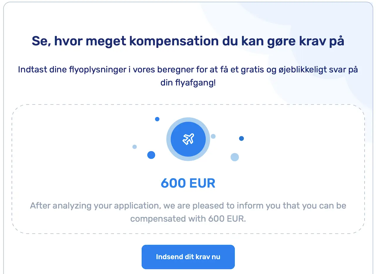 Trin 2. Flykompensationsberegner