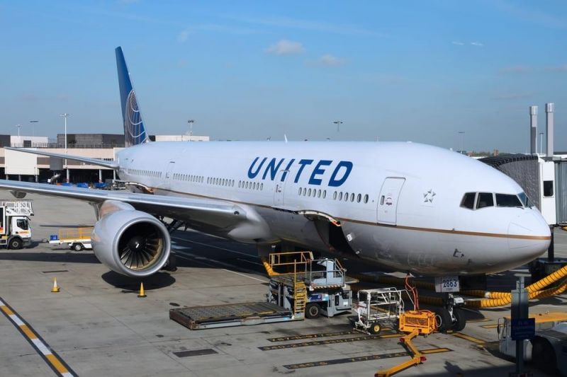 A canceled United flight at the airport