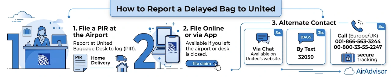 How to report a delayed bag to United