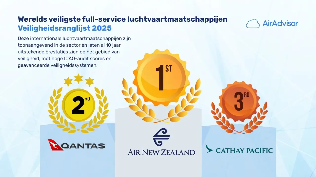 Veiligste fullservice luchtvaartmaatschappijen 2025