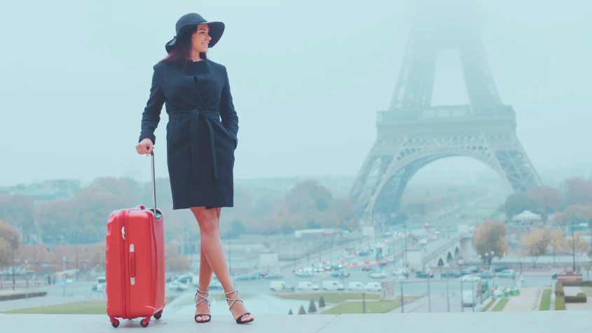 Woman with baggage in France