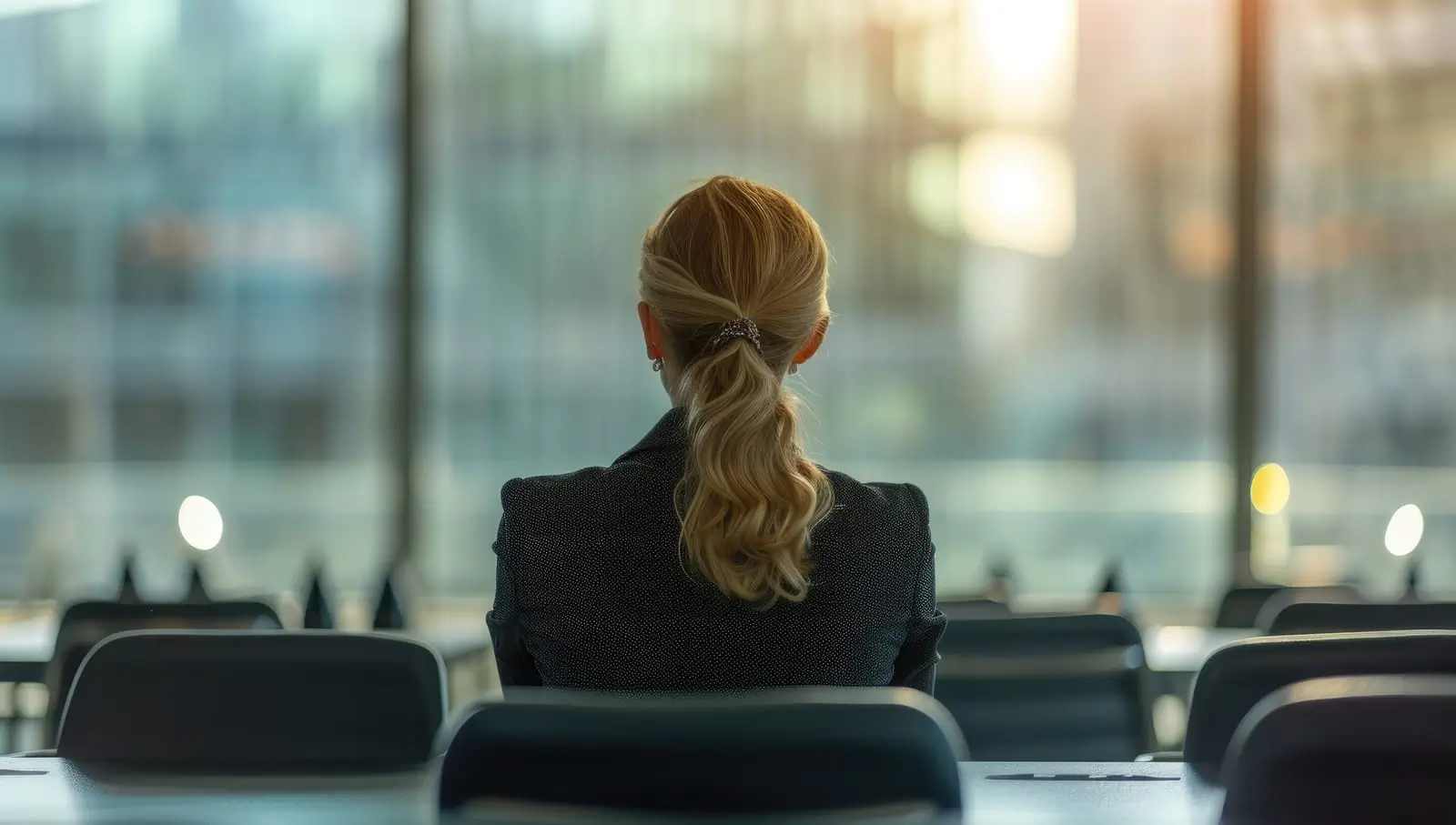una mujer sentada en el aeropuerto