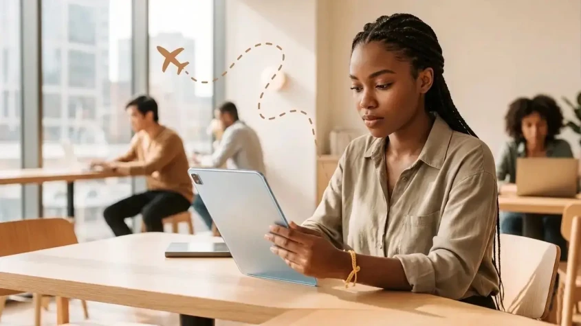 a woman with tablet