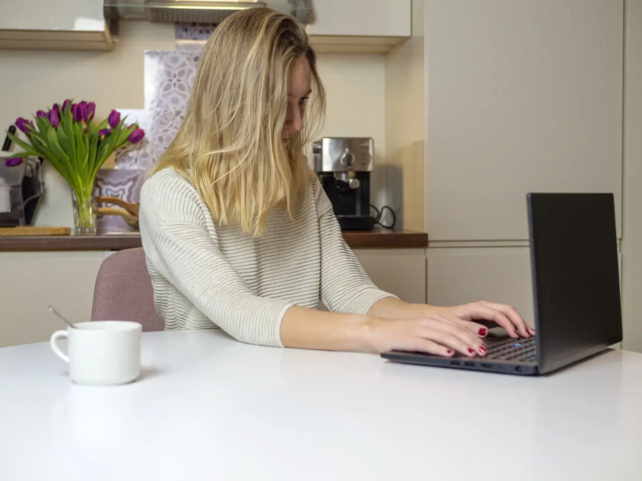 Woman searching for travel insurance policies