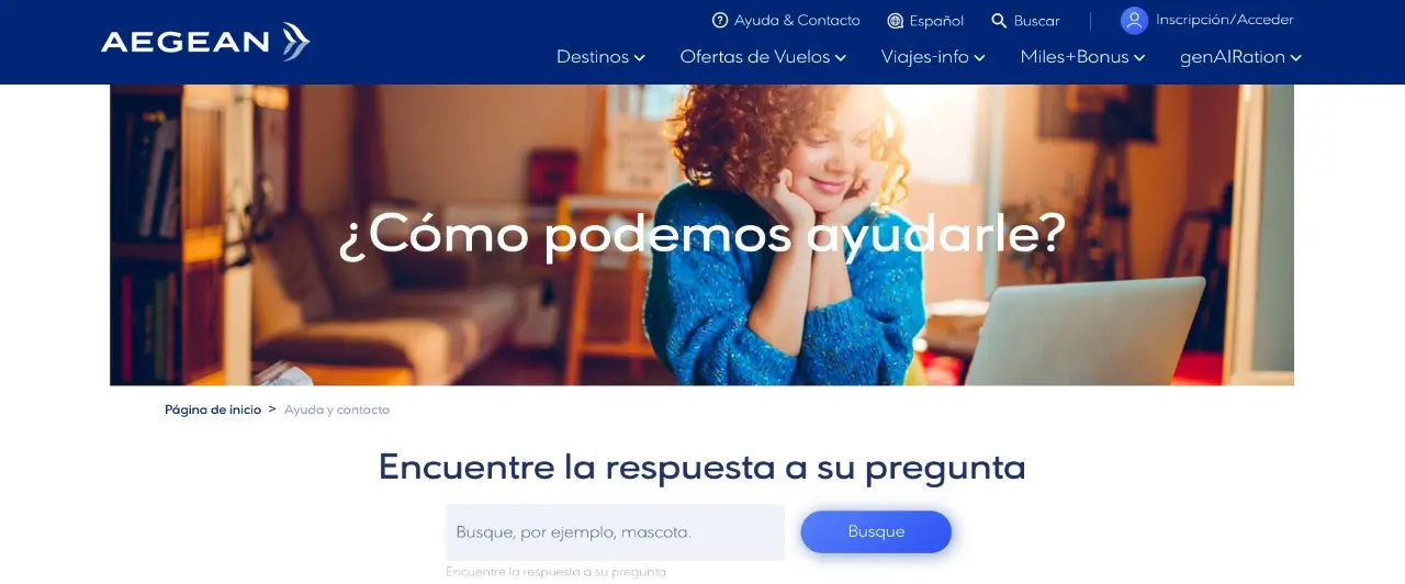 aegean formulario de contacto