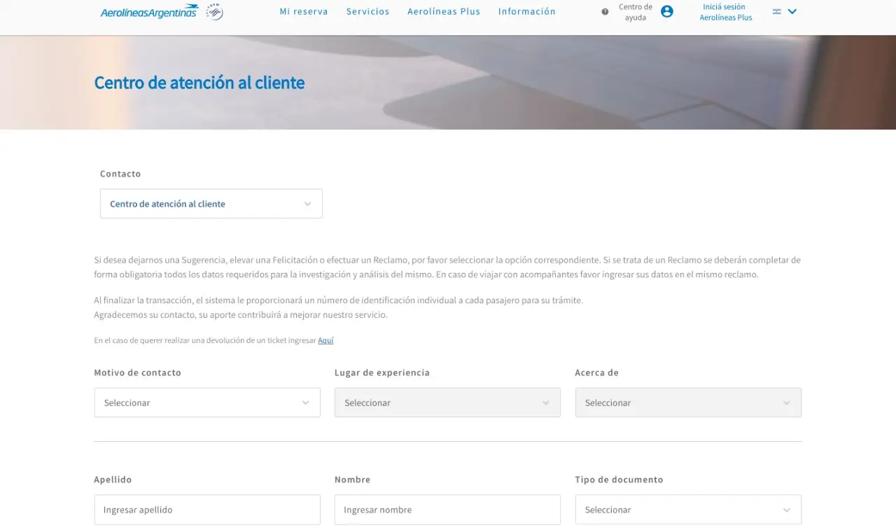 aerolineas argentinas formulario