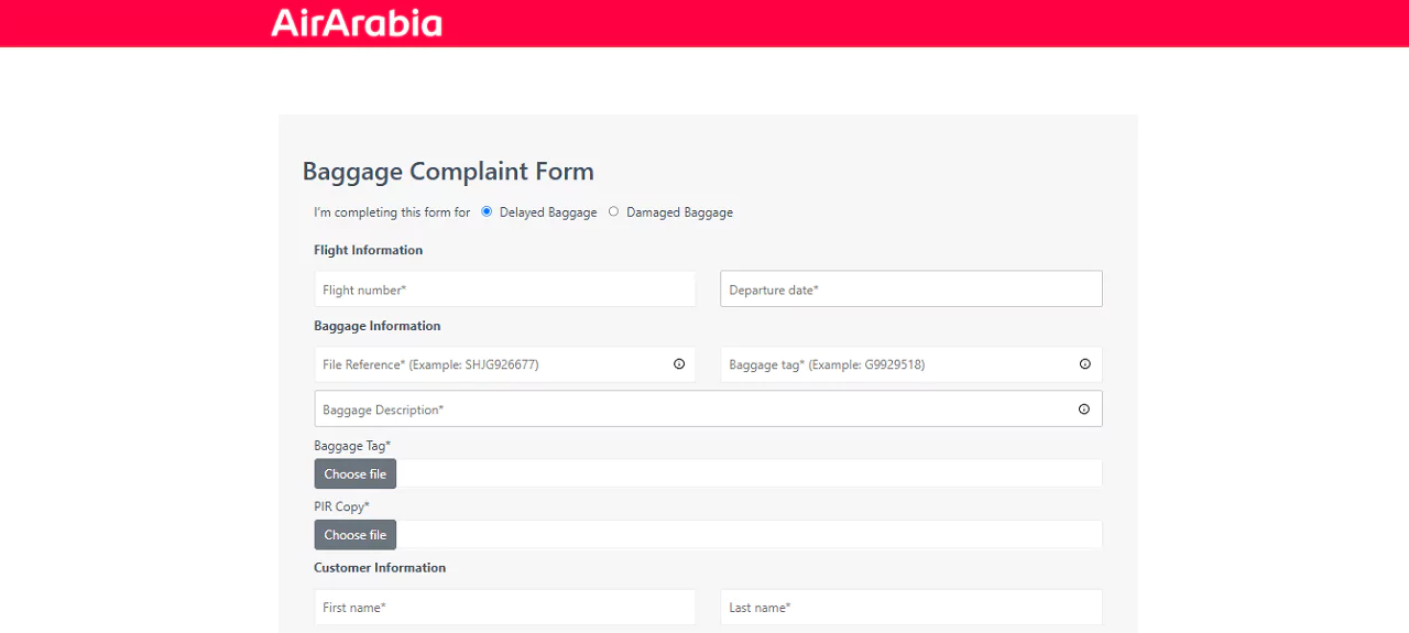 Air Arabia Bagagli