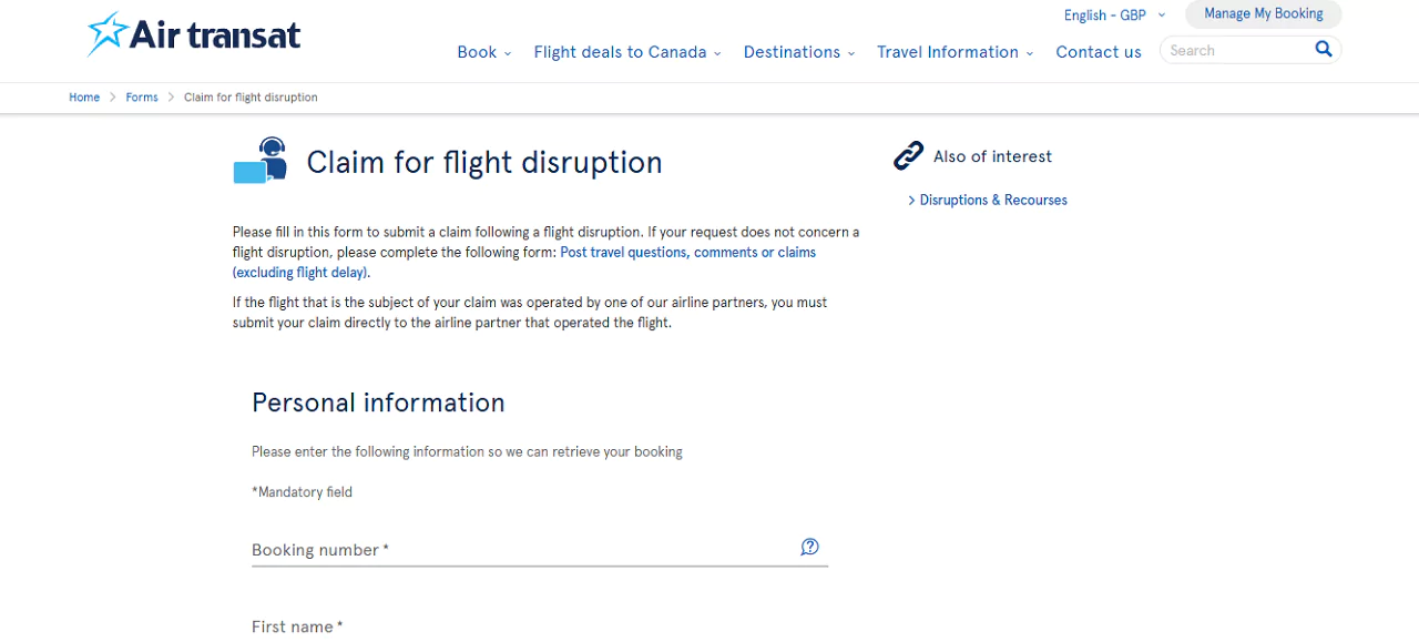 Air Transat Claims UK